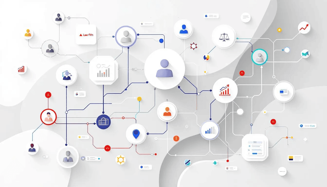 A visual representation of client relationships in a law firm.