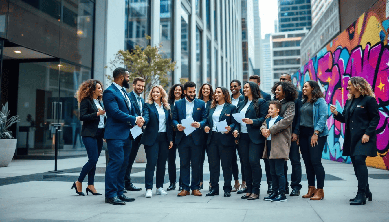 A law firm team engaging with the community through offline marketing strategies.