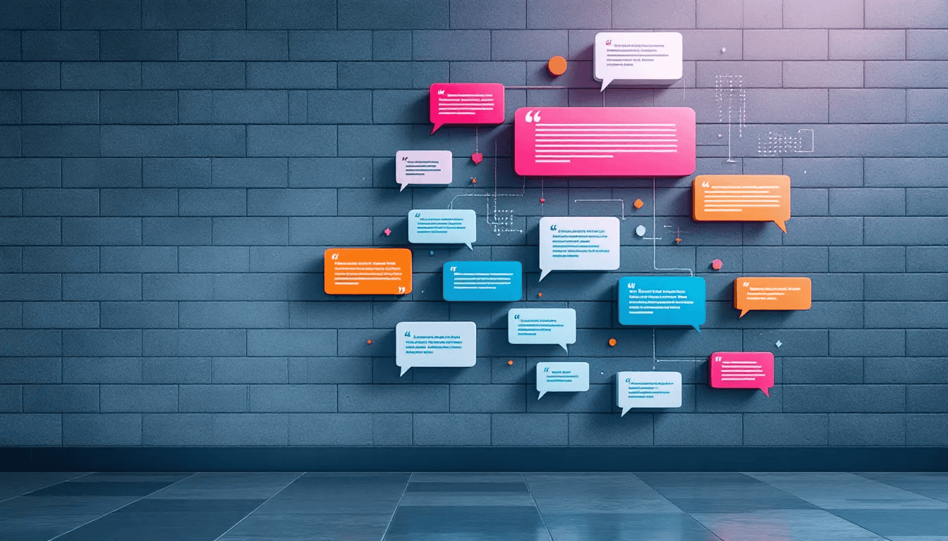 A collection of positive client testimonials displayed on a wall, symbolizing trust.